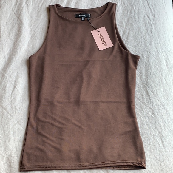 NWT Missguided Brown Contour Racerback Tank Top 8 - Picture 3 of 6